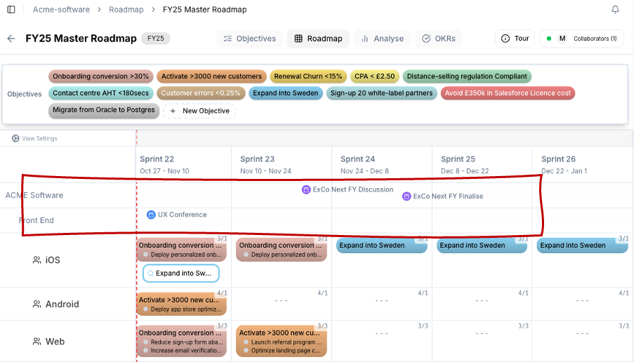Milestones on Team Rows