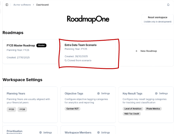 Scenario Roadmap List