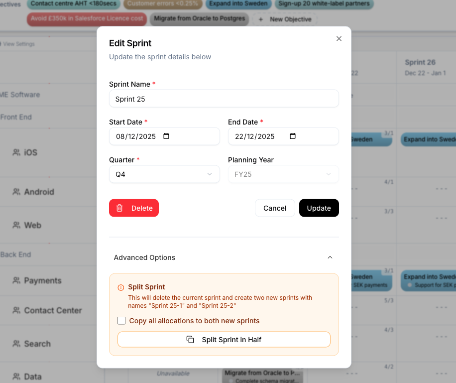 Insert Firebreak Sprint Modal